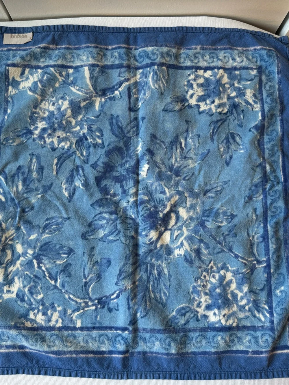 Anokhi Blue Floral Hand Block Print Cotton Napkin Bandana